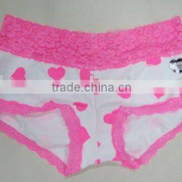 women's sexy and confortable pink printed panties with lace