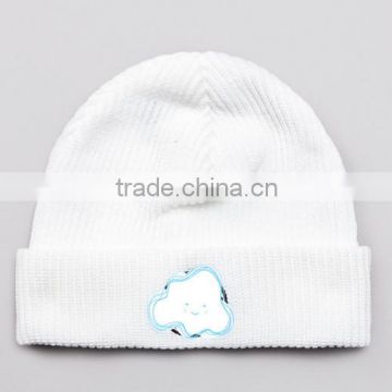 White funny knitted fabric beanie,wholesale slouch beanie,wholesale slouch beanie