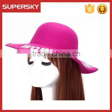 K-109 Girl Vintage Homburg Women Decorate Fedora Jazz Hats Flat Wide Brim Fedora Felt Hat photo-2