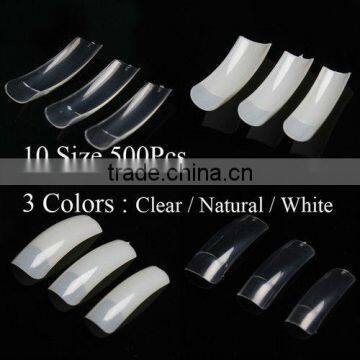 500pcs Half Tips Acrylic Style False Nail Art Tranfer Decals Piece Tips 3 Colors