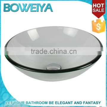 Foshan Sanitary Ware Unbreak Transparent Glass Wash Basin For Toilet