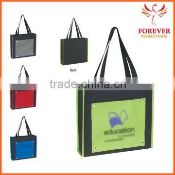 2015 New Design Promotional Gifts 14" Polyester Green Color Shopping Tote Bag