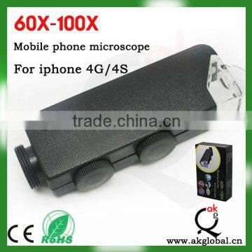 Microscope Promotion Mini 60X-100X Microscope for iPhone 4s Lens