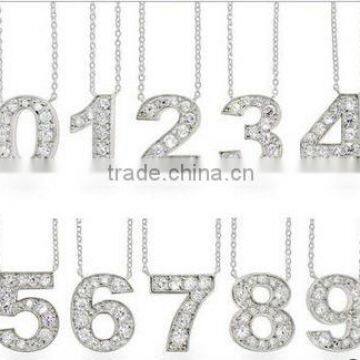Get Lucky CZ Number pendant Necklace stainless stel Jewelry Manufacturer