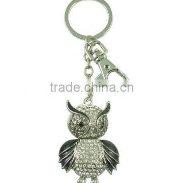 2015 fashion animal owl key chain with cz stones