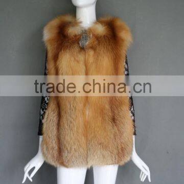 Top quality red fox vest thick fox fur winter coat wonderful design 2016 new fashion model ladies coat