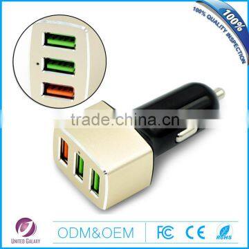 5.0V 2.4A OEM high Speed high quality 3 port usb car charger