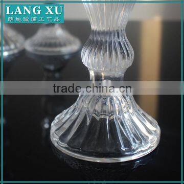 Set of 3 Crystal Taper Tall Glass Candle Holders photo-3