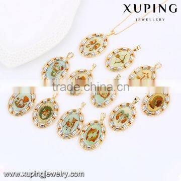 32549 china wholesale multicolor gold color oval pendant Twelve constellations pendant jewellry                        
                                                Quality Choice