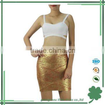 Shiny design foil print women fashion skirt