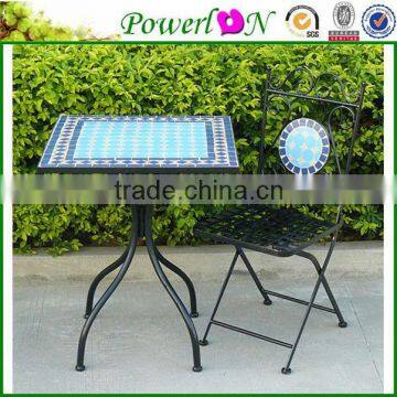 Cheap Price Unique Design Metal Mosaic Table Chair Folding Furniture Set For Backyard