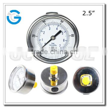 High quality stainless steel brass internal back mount pressure meter