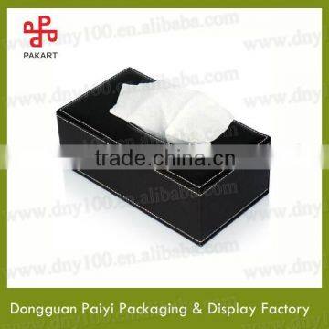Custom High quality black PU leather tissue box holder