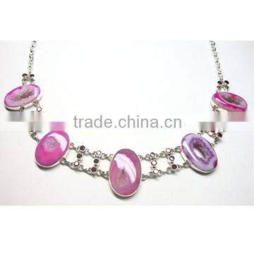 Wholesale Agate Druzy necklace jewelry 925 silver