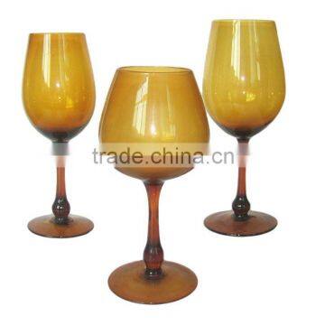 Amber Colored Wine Glass,hand Made,whole Sales