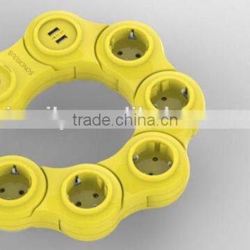 Colorful Style EU Type Power Strip 6 Sockets With USB photo-4