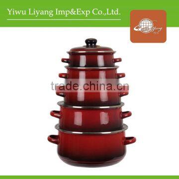 Black Bottom Full Color Enamel Casserole 5 Pcs Set, Enamel Cookware Set, Enamel Pot Set