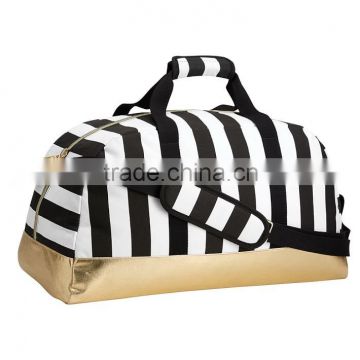 fashion strip printed 600D polyester Travel Duffle bag