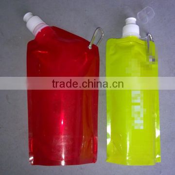 Custom shaped stand up spout bag with handle for beverage