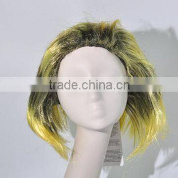 Funny short yellow and black mixed color wig costume wig N290