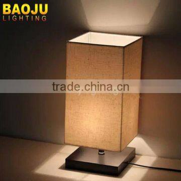 Fabric shade mirror bedside table with metal base