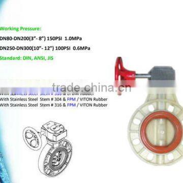 Plastic FRPP Butterfly Valve Worm Gear