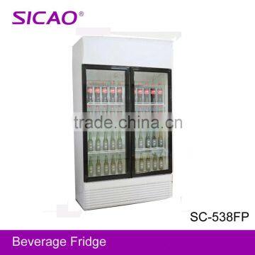 538Litre Upright double door display cooler for beverage