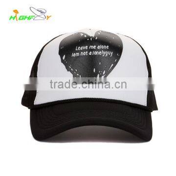 wholesale/promotion leather and mesh 5 panel custom printed trucker hat for man/women