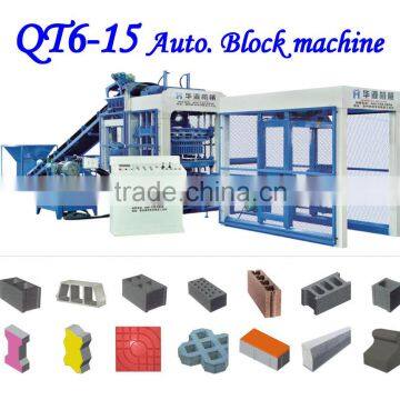 Vibrated Multifunctional QT6-15 cement brick moulding machine and color paver production machine