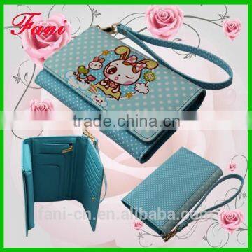 Cheap PU leather wallets with cartoon rabbit design luxury wallet for girls / teens / girlfrend