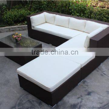 L shaped hotel lobby sofa commercial hotel furniture rattan sofa bed set