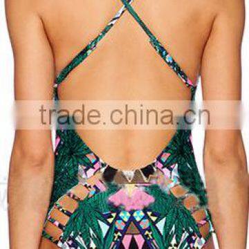 BSC084 Womens Hot Sex Images One Piece Printing Triangle Bikini Swimwear photo-4