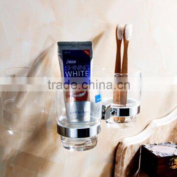 bathroom accessory with brass double cup holder for shower rail.