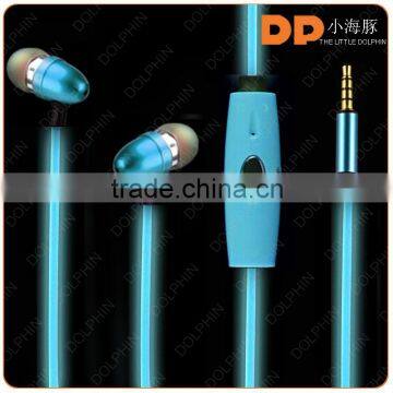 Fashion lighting EL led earphone glowing colorful EL light in ear earphone for smart phone