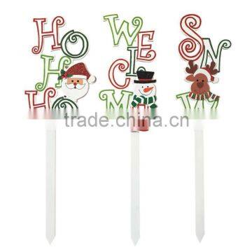 24" Hot sale Wooden christmas yard decoration xmas garden stake decorative