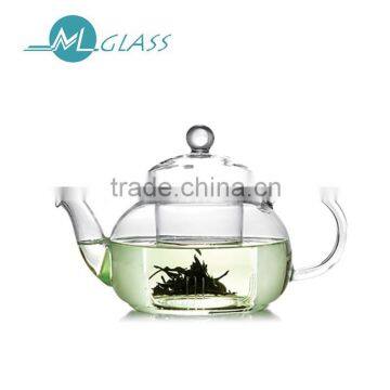 Wholesale pyrex glass teapot glass tea kettle with glass infuser strainer handmade 300ml