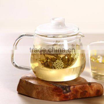Borosilicate Glass Handblown Glass Teapot With Glass Infuser and Two Tea Cups TZ319