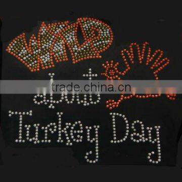 Iron on Heat Rhinestone for Wild about Turkey Day Motif