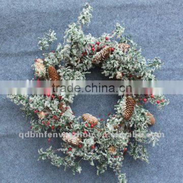 New arrival Decorative Artificial Flower Garland,artificial snowy decoration wreath