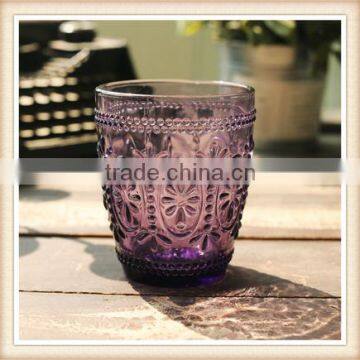 embossed glass tumbler thick rustic wine tumbler glass