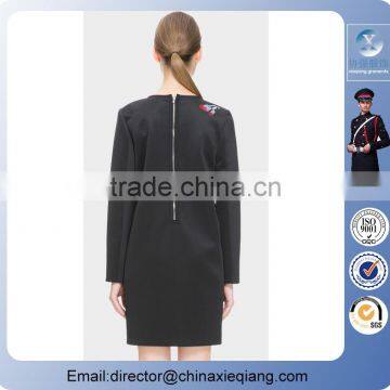 2016 Fashion Ladies Long Sleeve Flower Embroidered Dress