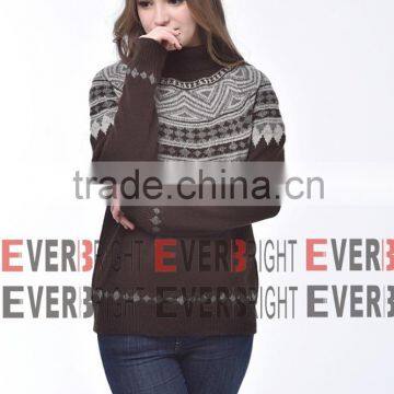 Canton Fair show latest new style computer knitted wool sweater pullover for women