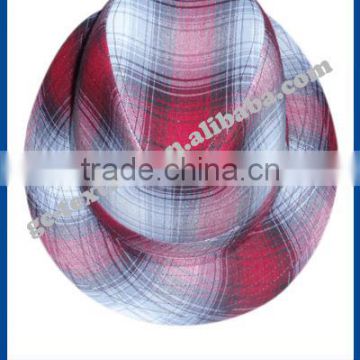 fashion checked fedora hat in red