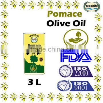 100% Pomace Olive Oil 3L, pomace olive oil, Natural Olive Pomace Oil Metallic Tin.