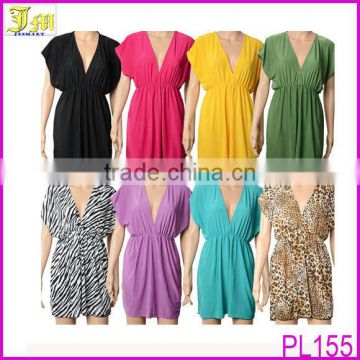 Wholesale Fashion Sexy Women Deep V neck Beach Swimwear Bikini Stretchy Cover Up Sleeveless Dress