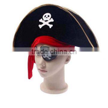 Cheap Promotional Adult Flocking Pirate Hat With Red Band photo-6