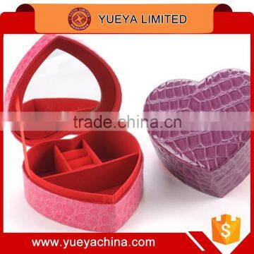 heart shaped faux leather Jewelry organizer storage box-rosy Crocodile grain