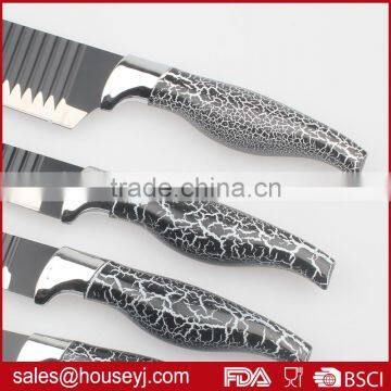 Set of 5pcs Knife Set Non Stick Color Kitchen Knife Blade With"V"wave Grooves Design photo-3