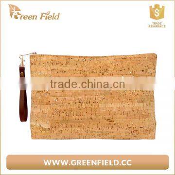 High Quality Brown Color Make up Bag Travel Cork Paper Cosmetic Bag photo-5