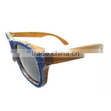 Denim + Wooden Frame Sunglasses Hot Selling Wooden Eye Glasses Special Design Sunglasses photo-3